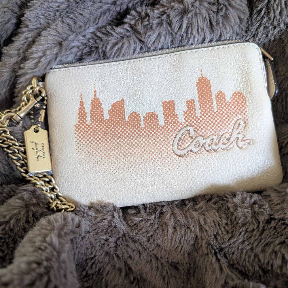 Coach White and Pink Skyline Wristlet